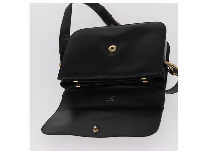 Borsa a Spalla CÉLINE Carrozza in Pelle Nera e Oro Auth gh1220 Nero D'oro - vista 10