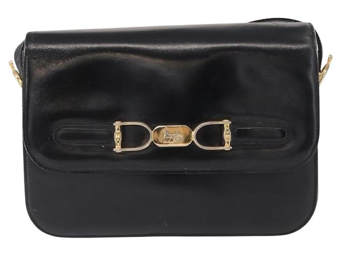 Borsa a Spalla CÉLINE Carrozza in Pelle Nera e Oro Auth gh1220 Nero D'oro - vista 13