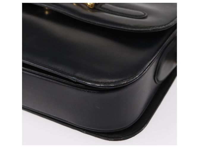 Borsa a Spalla CÉLINE Carrozza in Pelle Nera e Oro Auth gh1220 Nero D'oro - vista 14