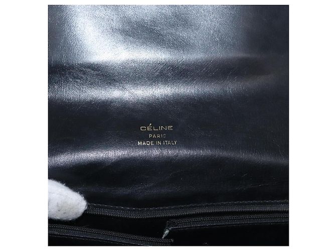 Borsa a Spalla CÉLINE Carrozza in Pelle Nera e Oro Auth gh1220 Nero D'oro - vista 18