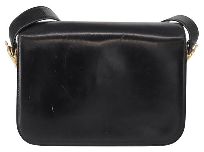 Borsa a Spalla CÉLINE Carrozza in Pelle Nera e Oro Auth gh1220 Nero D'oro - vista 2