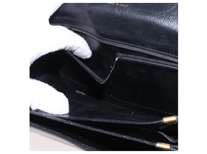 Borsa a Spalla CÉLINE Carrozza in Pelle Nera e Oro Auth gh1220 Nero D'oro - vista 21