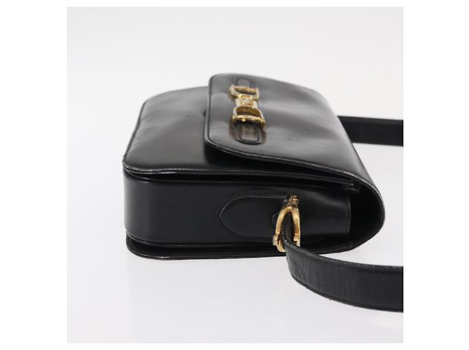 Borsa a Spalla CÉLINE Carrozza in Pelle Nera e Oro Auth gh1220 Nero D'oro - vista 3