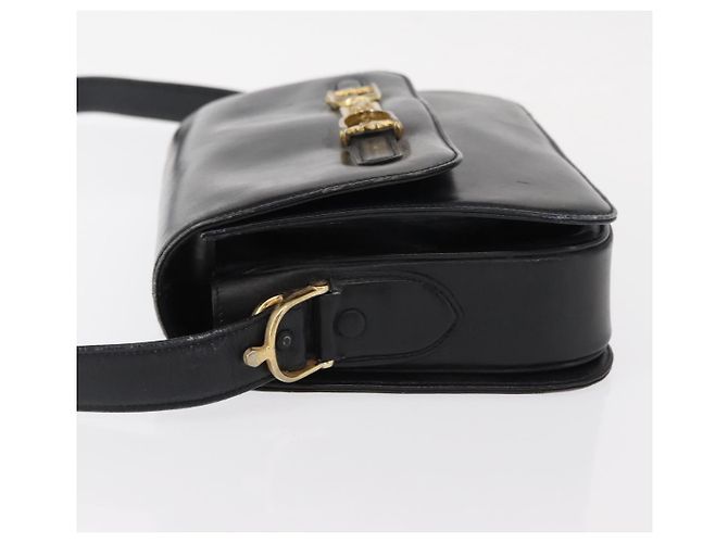 Borsa a Spalla CÉLINE Carrozza in Pelle Nera e Oro Auth gh1220 Nero D'oro - vista 4