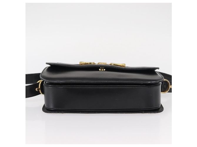 Borsa a Spalla CÉLINE Carrozza in Pelle Nera e Oro Auth gh1220 Nero D'oro - vista 5