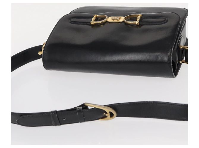 Borsa a Spalla CÉLINE Carrozza in Pelle Nera e Oro Auth gh1220 Nero D'oro - vista 6