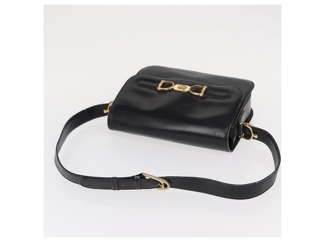 Borsa a Spalla CÉLINE Carrozza in Pelle Nera e Oro Auth gh1220 Nero D'oro - vista 7