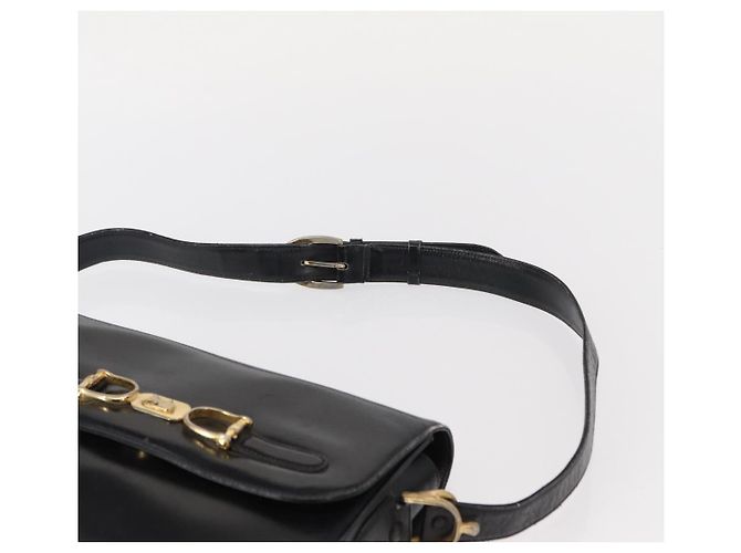 Borsa a Spalla CÉLINE Carrozza in Pelle Nera e Oro Auth gh1220 Nero D'oro - vista 8