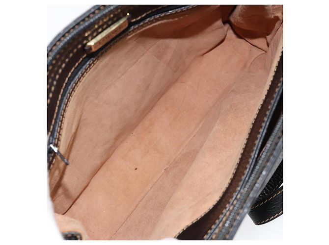 Bolso Tote LOEWE de cuero negro y dorado Auth ep11694 - vista 12