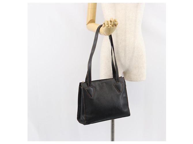 Bolso Tote LOEWE de cuero negro y dorado Auth ep11694 - vista 23