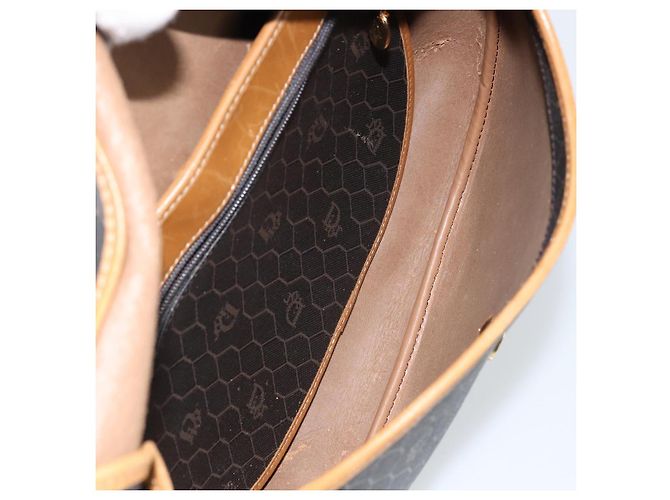 Borsa a spalla in tela a nido d'ape PVC nera e dorata Christian Dior Auth 150955 Nero D'oro - vista 12