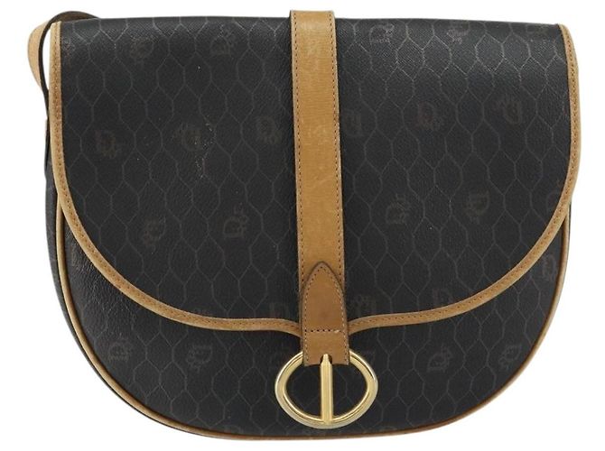 Borsa a spalla in tela a nido d'ape PVC nera e dorata Christian Dior Auth 150955 Nero D'oro - vista 13