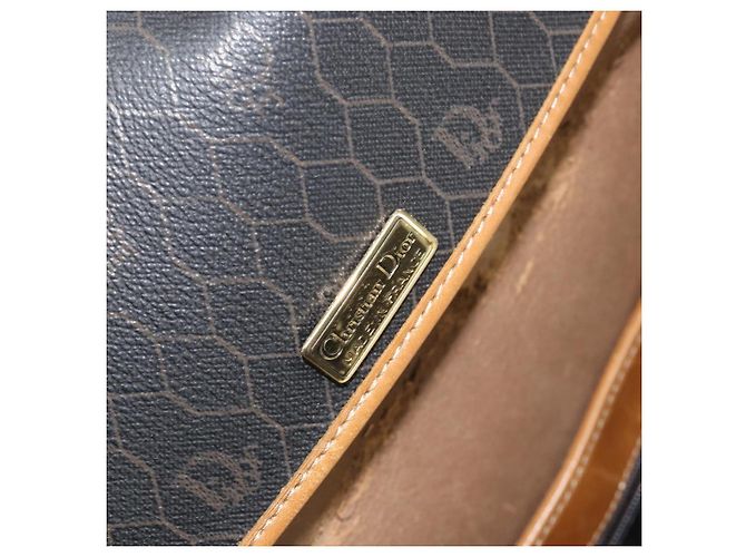 Borsa a spalla in tela a nido d'ape PVC nera e dorata Christian Dior Auth 150955 Nero D'oro - vista 17