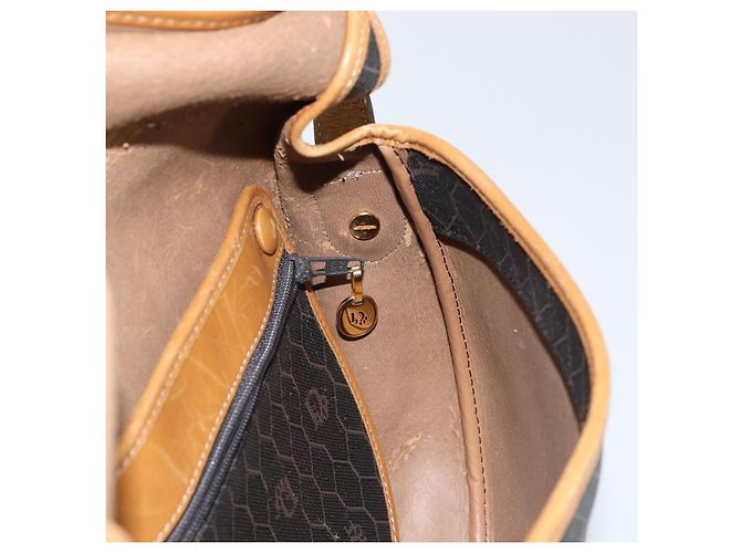 Borsa a spalla in tela a nido d'ape PVC nera e dorata Christian Dior Auth 150955 Nero D'oro - vista 18