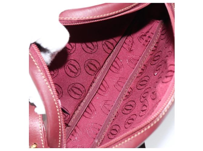 Cartier Borsa a Spalla Must Line in Pelle Bordeaux Oro Auth BA7547 D'oro Bordò - vista 11