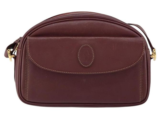 Cartier Borsa a Spalla Must Line in Pelle Bordeaux Oro Auth BA7547 D'oro Bordò - vista 13
