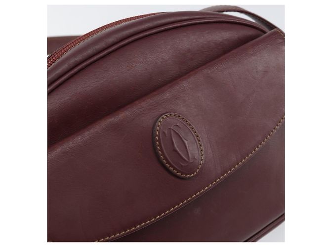 Cartier Borsa a Spalla Must Line in Pelle Bordeaux Oro Auth BA7547 D'oro Bordò - vista 18