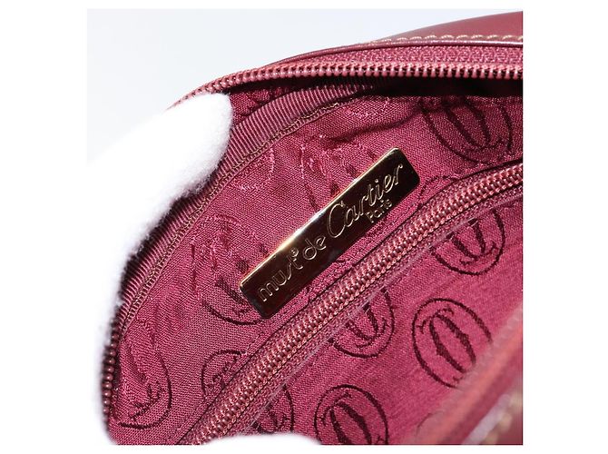 Cartier Borsa a Spalla Must Line in Pelle Bordeaux Oro Auth BA7547 D'oro Bordò - vista 19