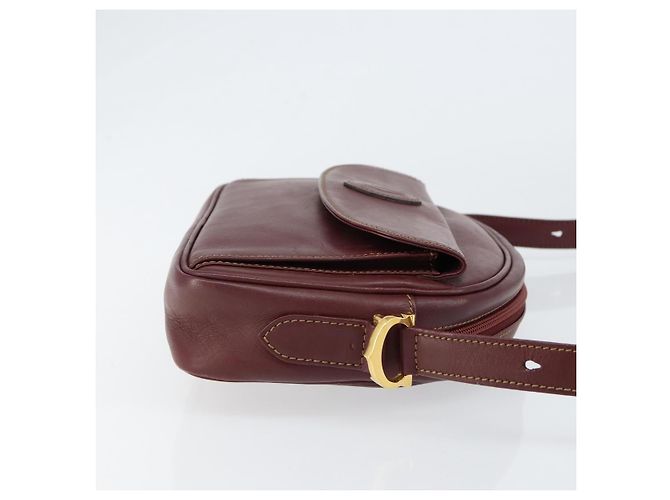 Cartier Borsa a Spalla Must Line in Pelle Bordeaux Oro Auth BA7547 D'oro Bordò - vista 3