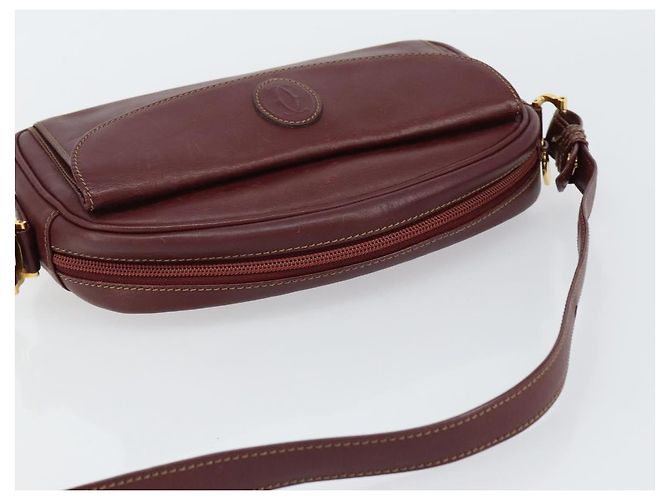 Cartier Borsa a Spalla Must Line in Pelle Bordeaux Oro Auth BA7547 D'oro Bordò - vista 6