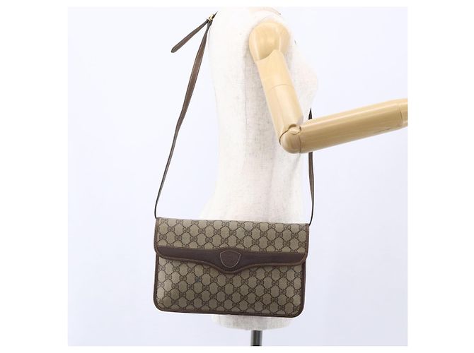 Gucci Bolso de Hombro GG Supreme PVC Beige Dorado 004 904 0671 Auth 152570 - vista 24