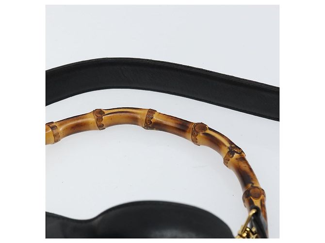 Borsa a Spalla in Pelle Gucci Bamboo 2way Nera Oro 001 0166 1638 Auth 151017 Nero D'oro - vista 14
