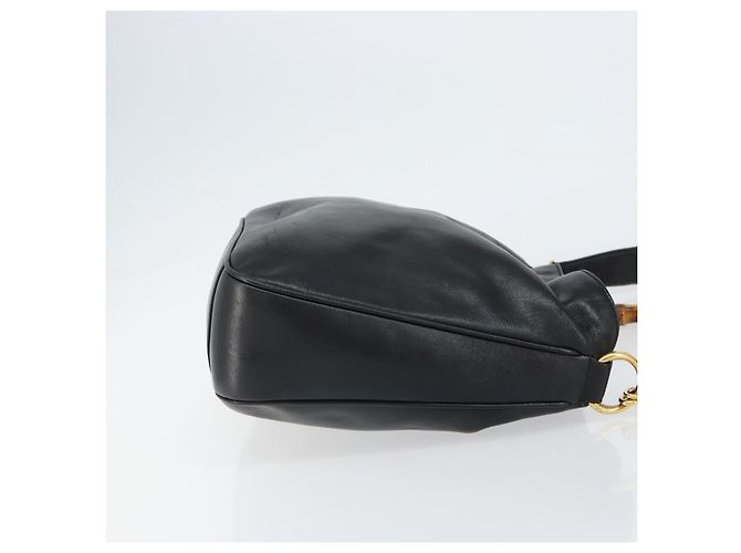 Borsa a Spalla in Pelle Gucci Bamboo 2way Nera Oro 001 0166 1638 Auth 151017 Nero D'oro - vista 3