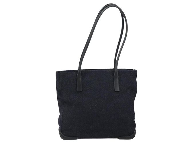 PRADA Tote Bag aus Wolle Grau Auth ep11742 Braun - Ansicht 13