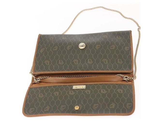 Christian Dior Borsa a spalla in tela a nido d'ape PVC khaki oro Auth 151985 D'oro Cachi - vista 18