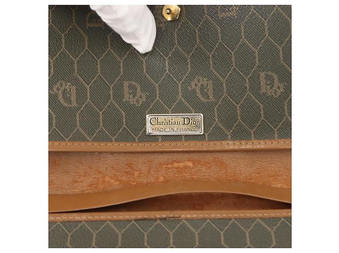 Christian Dior Borsa a spalla in tela a nido d'ape PVC khaki oro Auth 151985 D'oro Cachi - vista 19