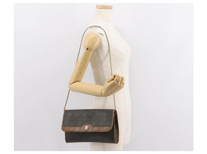 Christian Dior Borsa a spalla in tela a nido d'ape PVC khaki oro Auth 151985 D'oro Cachi - vista 22