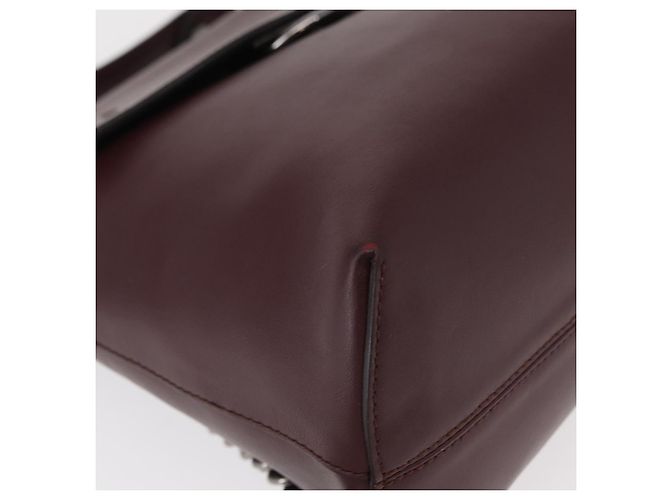 FENDI Back To School Backpack Leather 2way Bordeaux Silver Auth 148468 Silvery Dark red - view 10