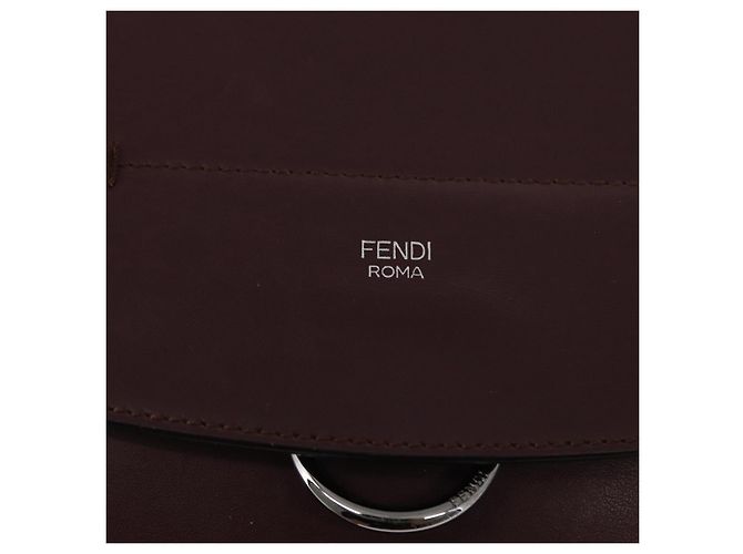 FENDI Back To School Backpack Leather 2way Bordeaux Silver Auth 148468 Silvery Dark red - view 20
