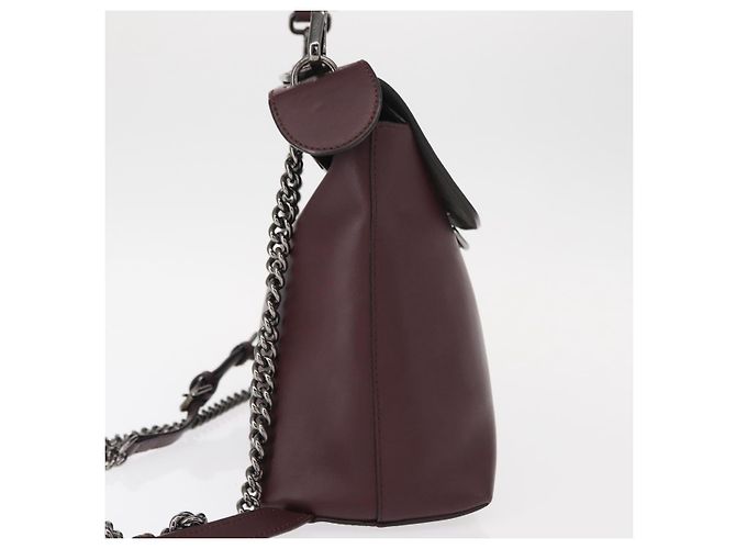 FENDI Back To School Backpack Leather 2way Bordeaux Silver Auth 148468 Silvery Dark red - view 4
