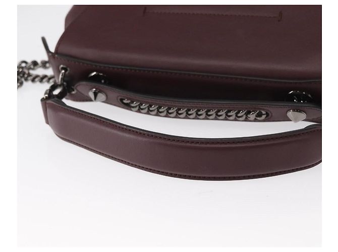 FENDI Back To School Backpack Leather 2way Bordeaux Silver Auth 148468 Silvery Dark red - view 7