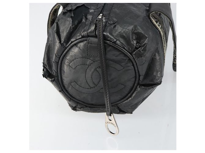 CHANEL Borsa Sportiva in PVC Grigio Argento CC Auth hk3194 Marrone - vista 14