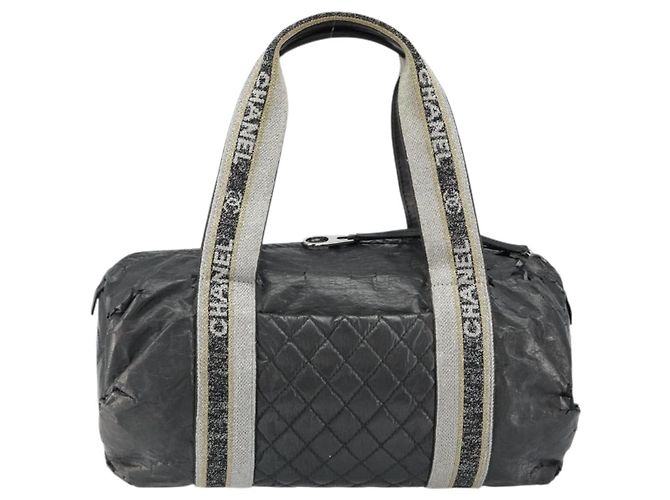 CHANEL Borsa Sportiva in PVC Grigio Argento CC Auth hk3194 Marrone - vista 3