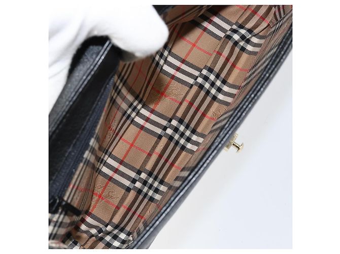 Autre Marque Borsa a mano Burberrys in pelle nera e oro Auth BA8234 Nero D'oro - vista 11