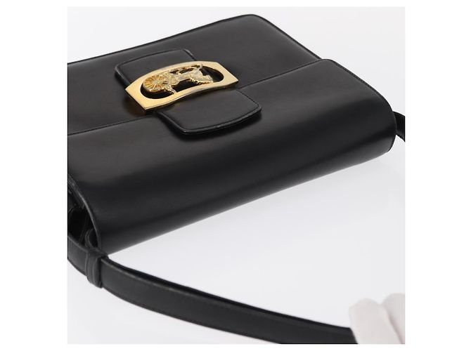 Borsa a Spalla CÉLINE Carrozza in Pelle Nera e Oro Auth 155706 Nero D'oro - vista 6
