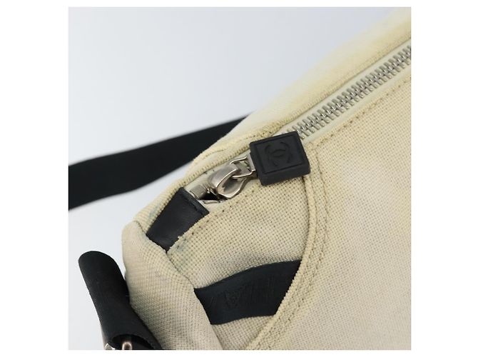 Borsa a Spalla CHANEL Sports COCO Mark in Tela Beige Argento CC Auth ar13844 - vista 14