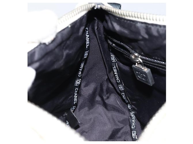 Borsa a Spalla CHANEL Sports COCO Mark in Tela Beige Argento CC Auth ar13844 - vista 18