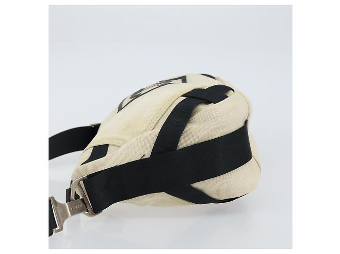 Borsa a Spalla CHANEL Sports COCO Mark in Tela Beige Argento CC Auth ar13844 - vista 5
