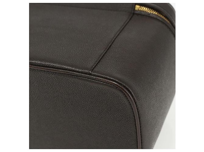 Pochette Vanity CHANEL COCO Mark in Pelle Caviar Marrone Oro CC Auth bs31399 D'oro - vista 12