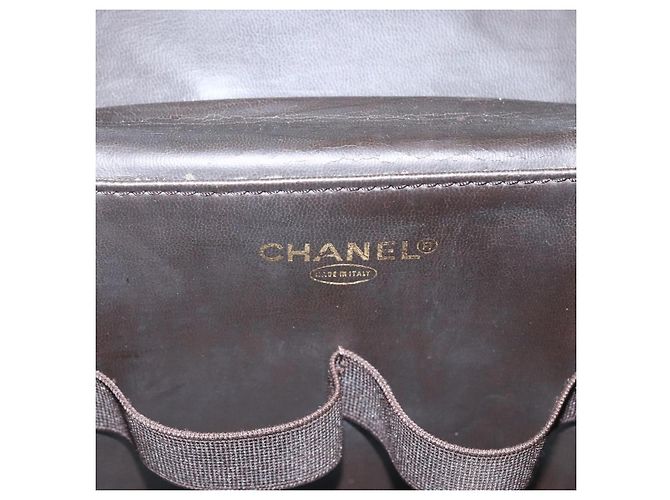 Pochette Vanity CHANEL COCO Mark in Pelle Caviar Marrone Oro CC Auth bs31399 D'oro - vista 16