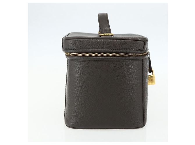 Pochette Vanity CHANEL COCO Mark in Pelle Caviar Marrone Oro CC Auth bs31399 D'oro - vista 4