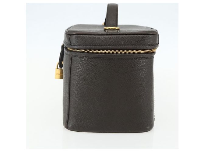 Pochette Vanity CHANEL COCO Mark in Pelle Caviar Marrone Oro CC Auth bs31399 D'oro - vista 5