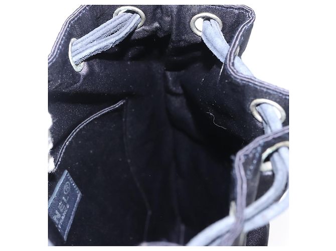 CHANEL Zaino Matelassé Satin Blu Navy CC Auth 154704 - vista 19
