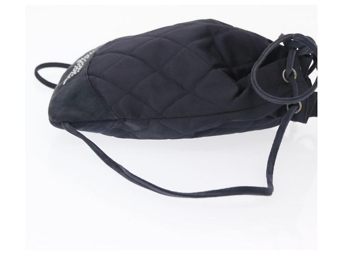 CHANEL Zaino Matelassé Satin Blu Navy CC Auth 154704 - vista 4