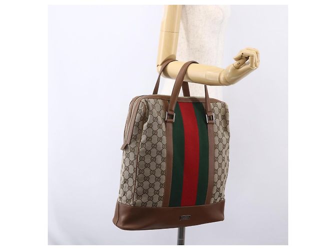 Gucci GG Canvas Web Sherry Line Handtasche Sonderedition Beige Gold Auth mr1598 Golden - Ansicht 23