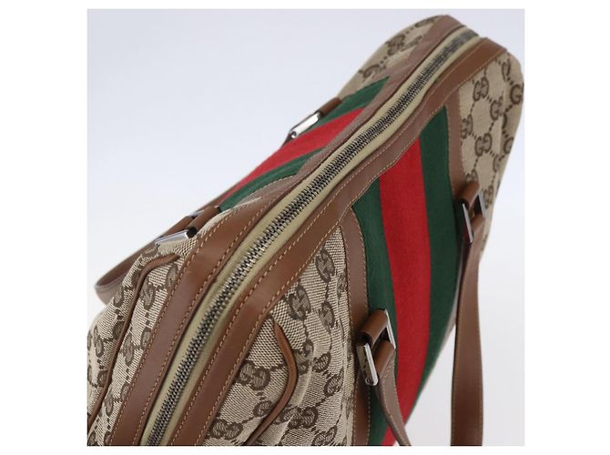 Gucci GG Canvas Web Sherry Line Handtasche Sonderedition Beige Gold Auth mr1598 Golden - Ansicht 6